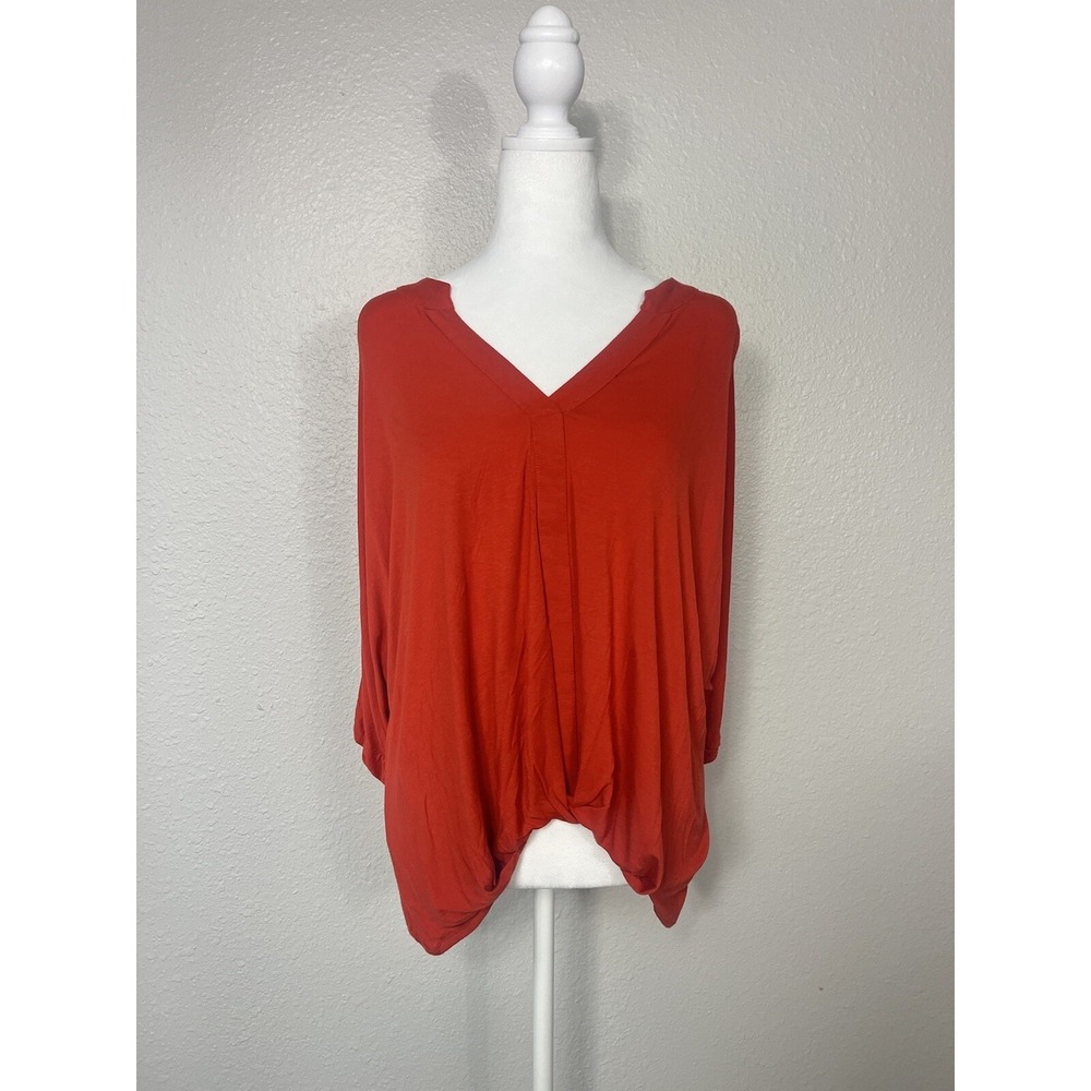 Akemi + Kin Anthropologie Burnt Orange Twist Front V-Neck Dolman Top Small A2